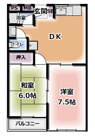 コーポ城垣の物件間取画像